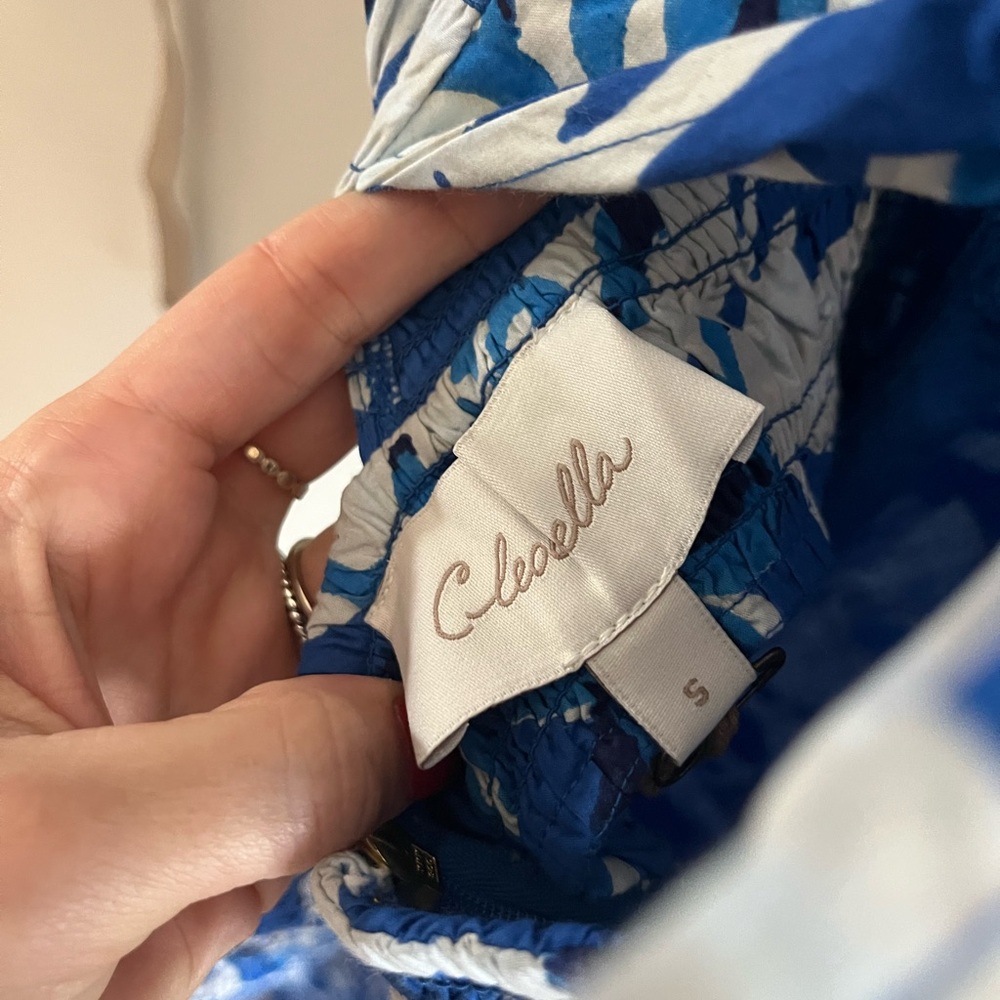 NWT Cleobella Zora Puff Sleeve Midi Dress in Azure Print Blue Size S - Picture 11 of 11